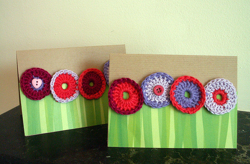 Crochet flower cards